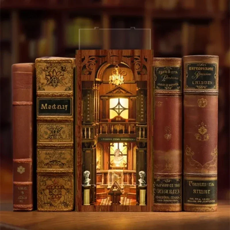 Diy Wooden Book Nook Kit Shelf Insert - 哲学的なテーマの書棚、インテリア装飾、レトロなDIY木製ブックヌック、ミニチュアキット、大人向けの手作りギフト。