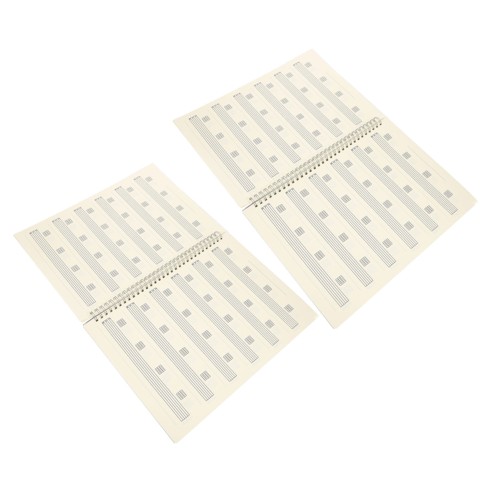 Blank Sheet Music Notebook - ギター譜面ノート2冊セット。無地の楽譜用紙、6弦譜面用紙、作曲用楽譜ノート、コードと指使いの表。