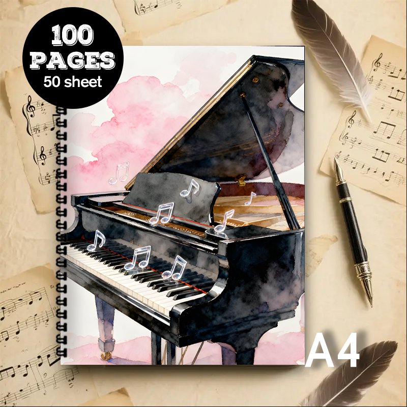 Blank Sheet Music Notebook - A4サイズ、楽譜ノート、多目的楽譜帳、初心者、プロ、作曲家に最適 - ピアノ楽譜練習用