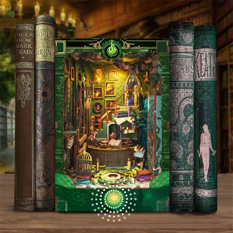 ミニチュアモデルキット DIY 木製スネークハウス ライト付 - Diy Wooden Book Nook Kit Shelf Insert のレビューと価格