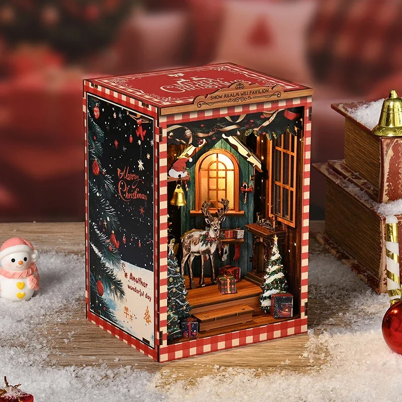 ミニチュアモデルキット 雪の王国 魏のパビリオン ブックエン - Diy Wooden Book Nook Kit Shelf Insert のレビューと価格