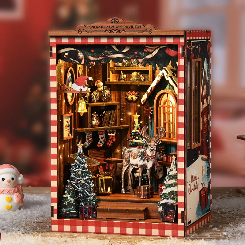 ミニチュアモデルキット 雪の王国 魏のパビリオン ブックエン - Diy Wooden Book Nook Kit Shelf Insert のレビューと価格