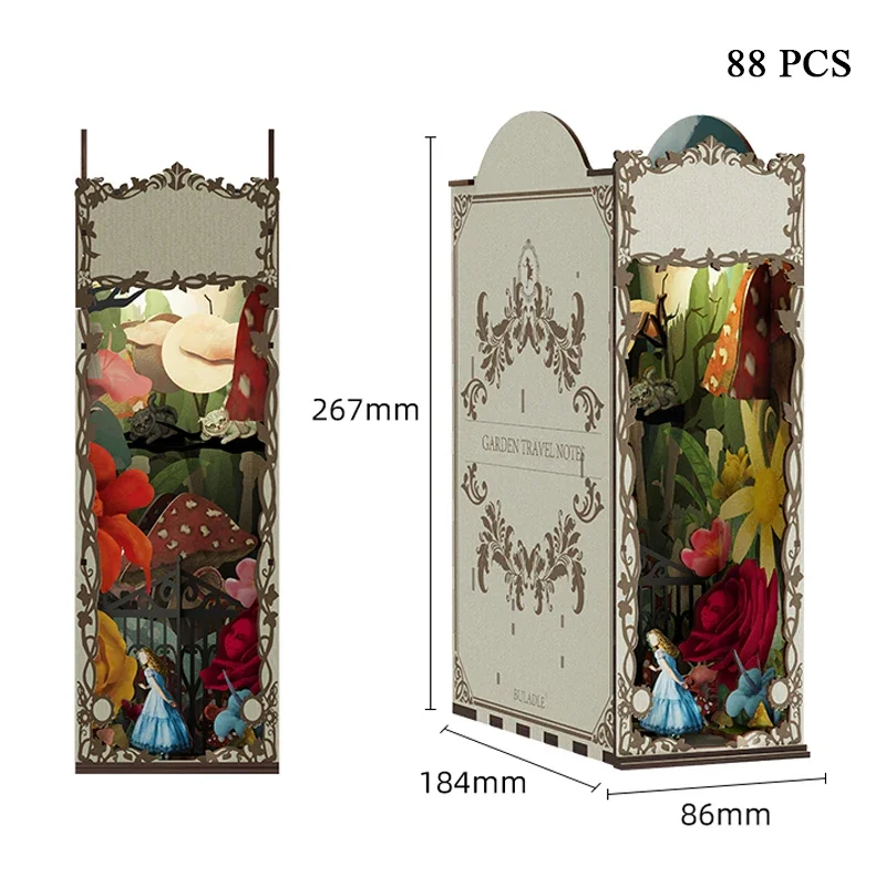 ガーデン旅行記ブックエンド本棚ドールハウス DIY 木製ブッ - Diy Wooden Book Nook Kit Shelf Insert のレビューと価格