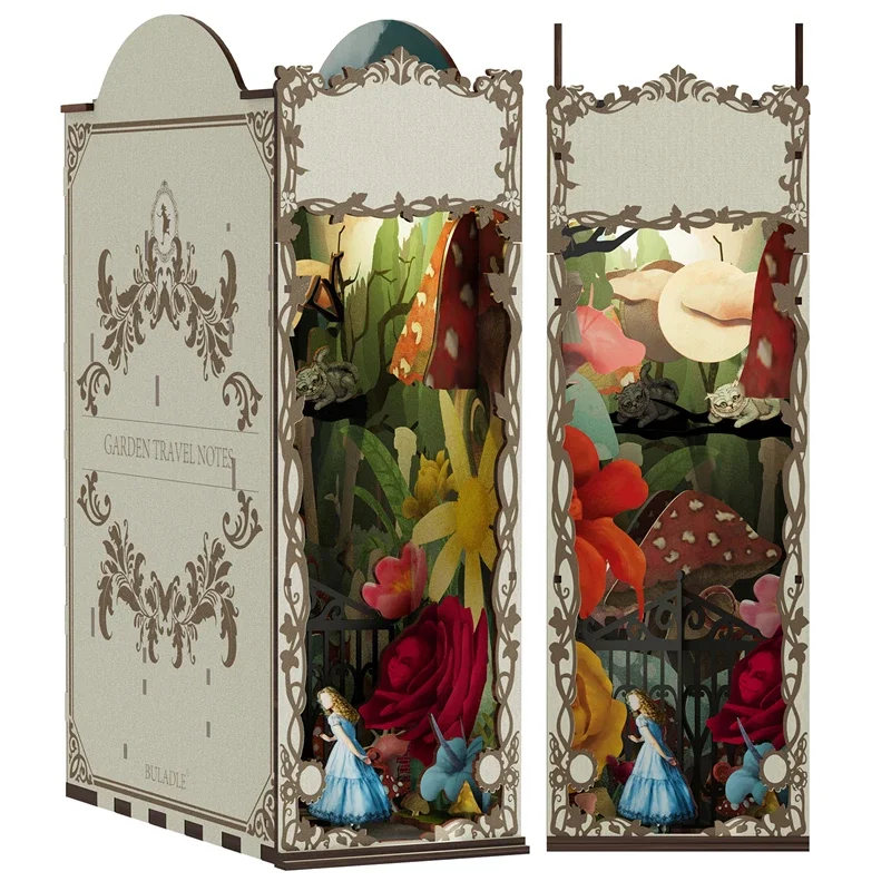 ガーデン旅行記ブックエンド本棚ドールハウス DIY 木製ブッ - Diy Wooden Book Nook Kit Shelf Insert のレビューと価格