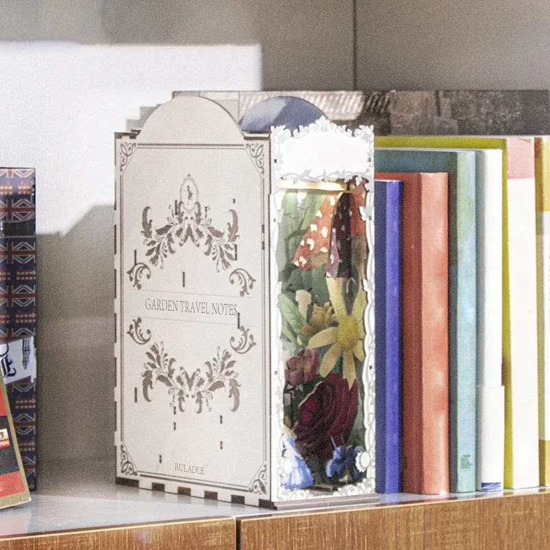 ガーデン旅行記ブックエンド本棚ドールハウス DIY 木製ブッ - Diy Wooden Book Nook Kit Shelf Insert のレビューと価格