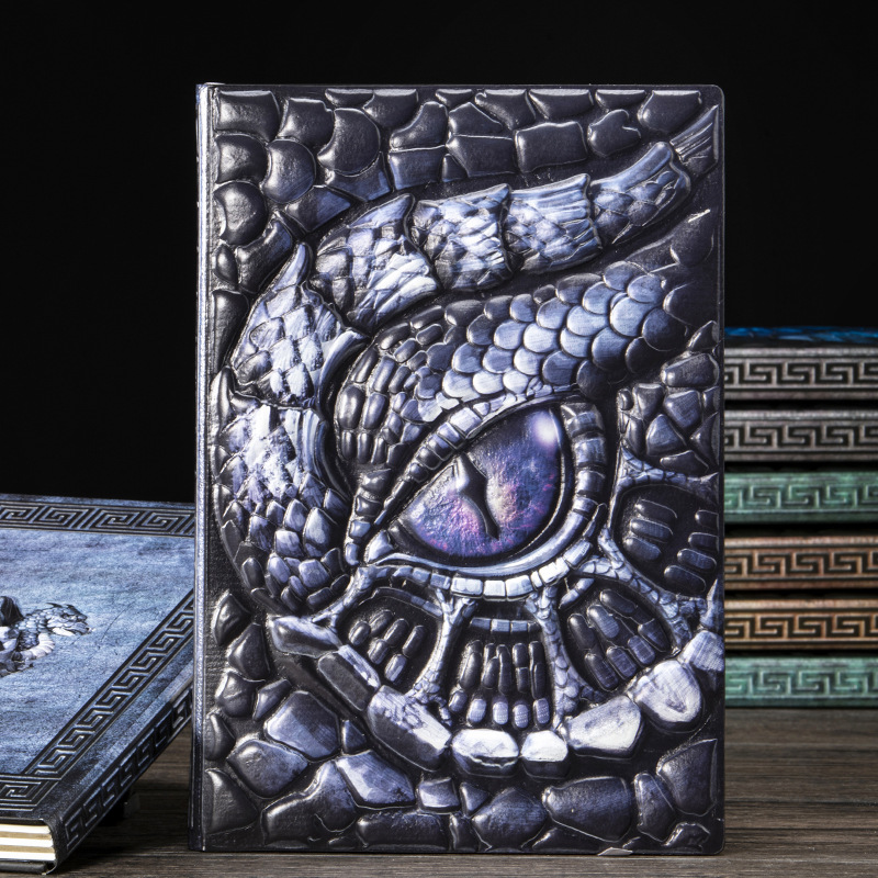 A5サイズ、3Dエンボス加工のドラゴンアイノート、ヴィンテー - Vintage Leather Journal Notebook のレビューと価格
