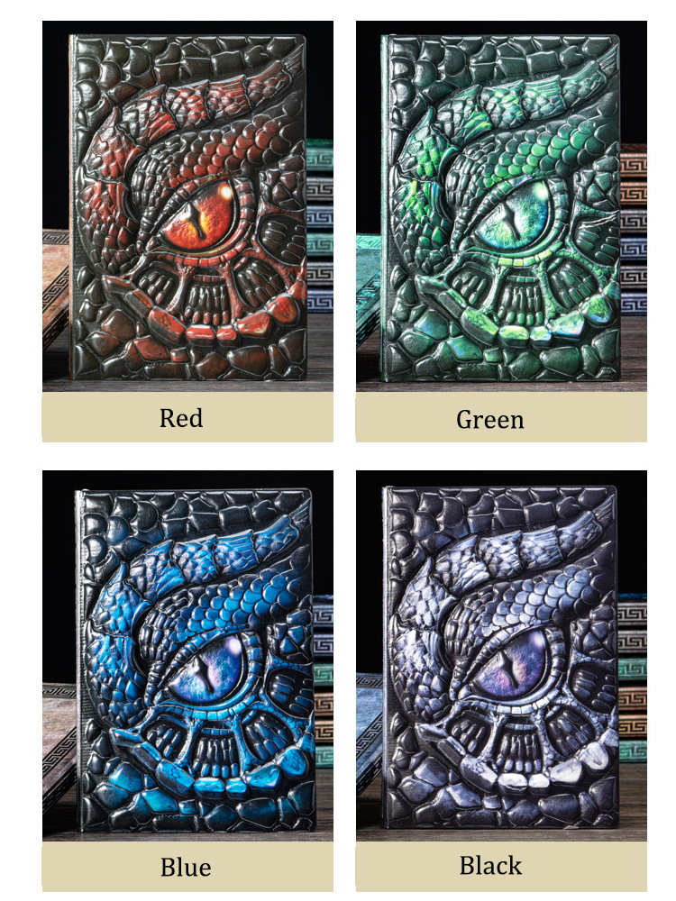 A5サイズ、3Dエンボス加工のドラゴンアイノート、ヴィンテー - Vintage Leather Journal Notebook のレビューと価格