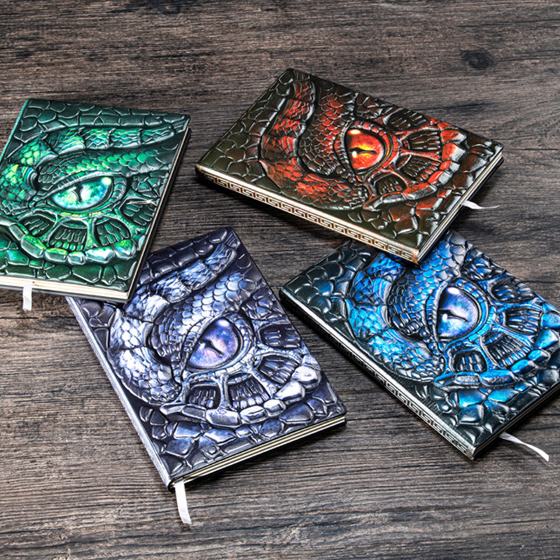 A5サイズ、3Dエンボス加工のドラゴンアイノート、ヴィンテー - Vintage Leather Journal Notebook のレビューと価格